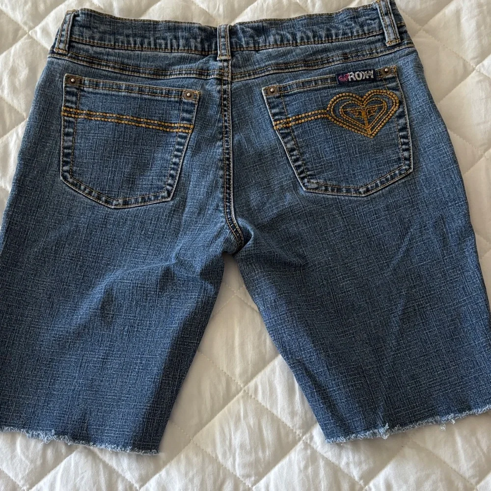 Roxy Girl Blue Denim Shorts with Gold, size 16 Stitching - Picture 4 of 7